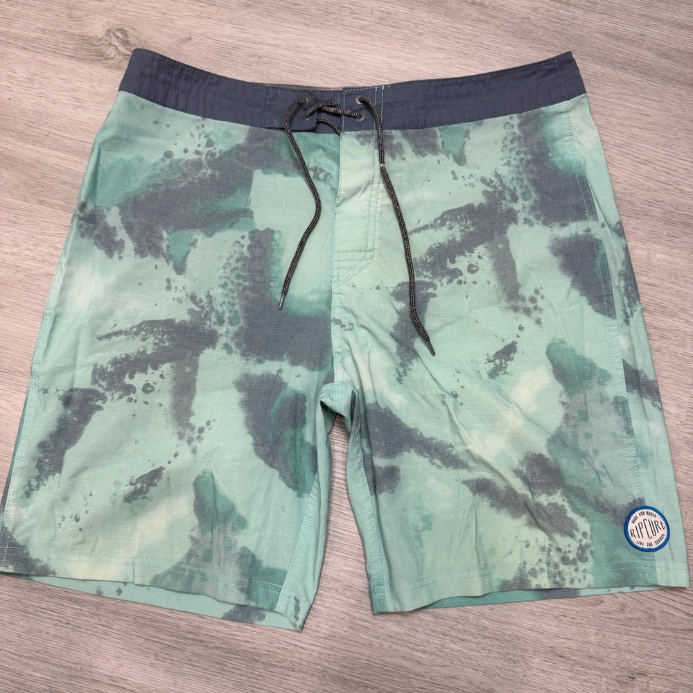 Rip Curl Surf Craft Board Shorts Mens 33 Mint Green Tie Dye Swim Trunks